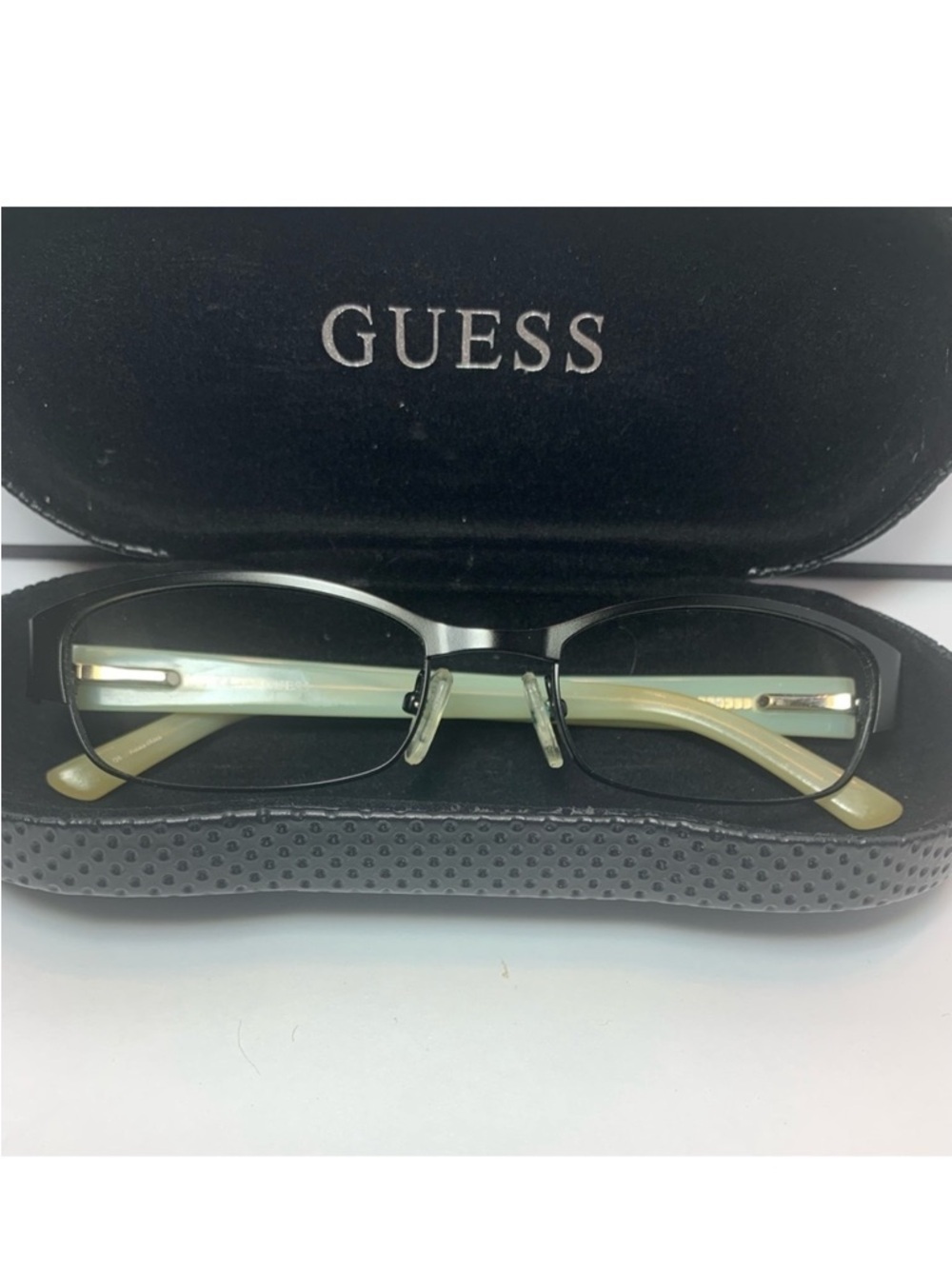 GUESS Full Rim Eyeglasses 52-18-135 Bronze Metal Frame/Pale Green Opaque Arms